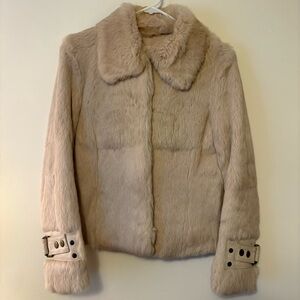 Women's Faux Fur Coat - Cream